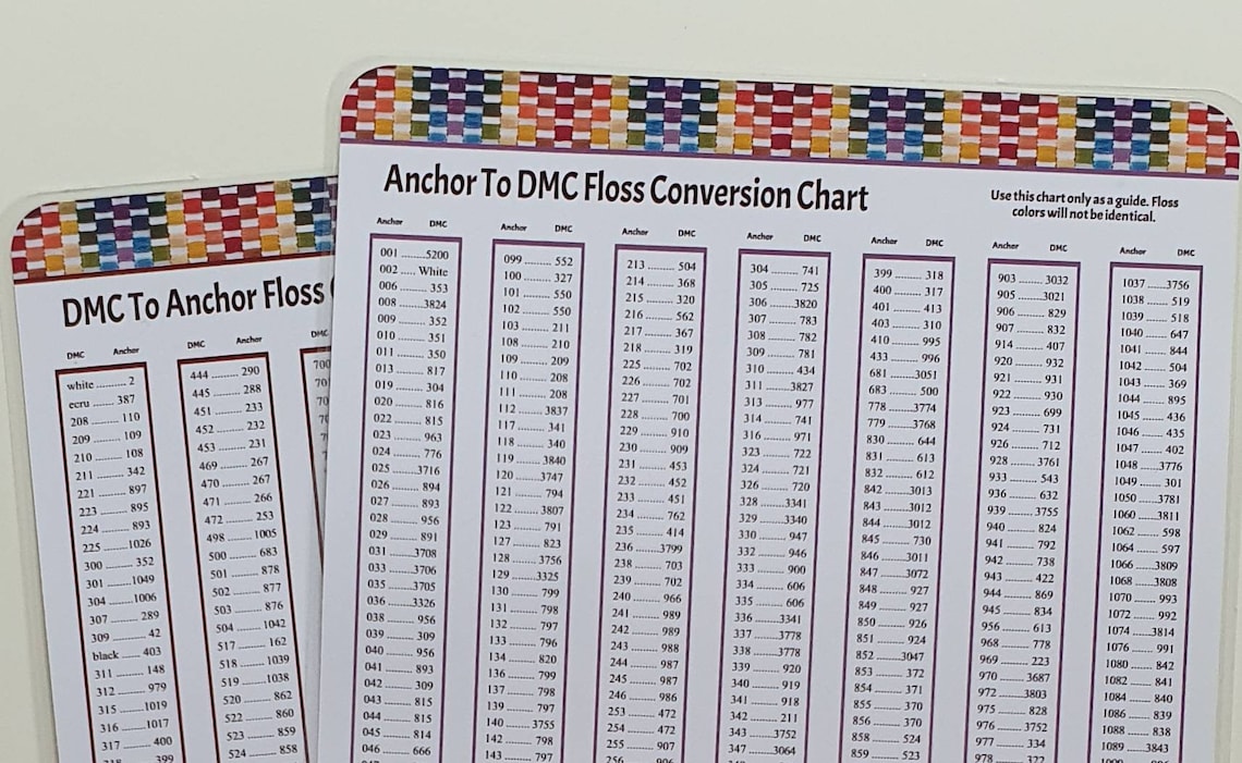 anchor-to-dmc-conversion-charts-2-sheets-laminated-cross-etsy-uk