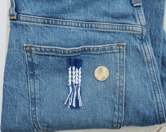 Royal Blue Tiny Tzitzit for work or kids, mini white and royal blue 3" cotton tzitzits, baby tzitziyot, miniature tzitzits