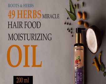 Roots & Herbs Ayurvedic Natural 100% Vegan No Paraben 49 Herbs Miracle Hair Food Moisturizing Oil - 200 ml