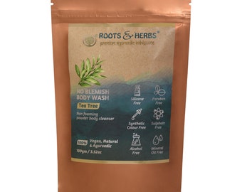 Roots & Herbs Ayurvedic Natural Treatment 100% Vegan No Paraben No SLS Tea Tree No Blemish Body Wash for Men and Women - 100 gm