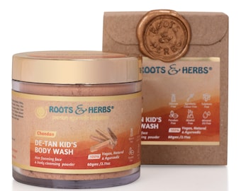 Roots & Herbs Ayurvedic Natural 100% Vegan No Paraben Chandan De-Tan Kids Body Wash Ubtan - 100 gm