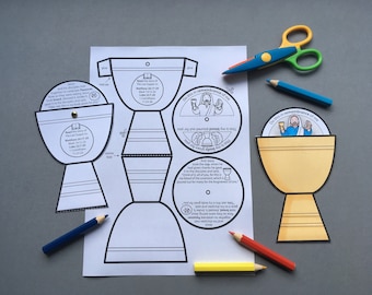 The Last Supper Holy Communion colour in story wheel with colouring pages and word search