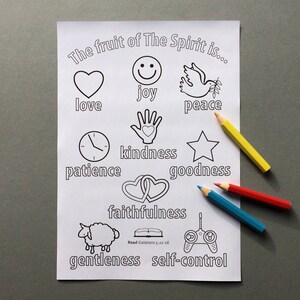 The Fruit of The Holy Spirit colour in story wheel with colouring page and word search. Based on the Bible passage from Galatians 5. image 4
