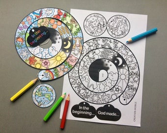 God's Creation activity pages based on Genesis 1. Make a mobile craft with colouring page and word search.