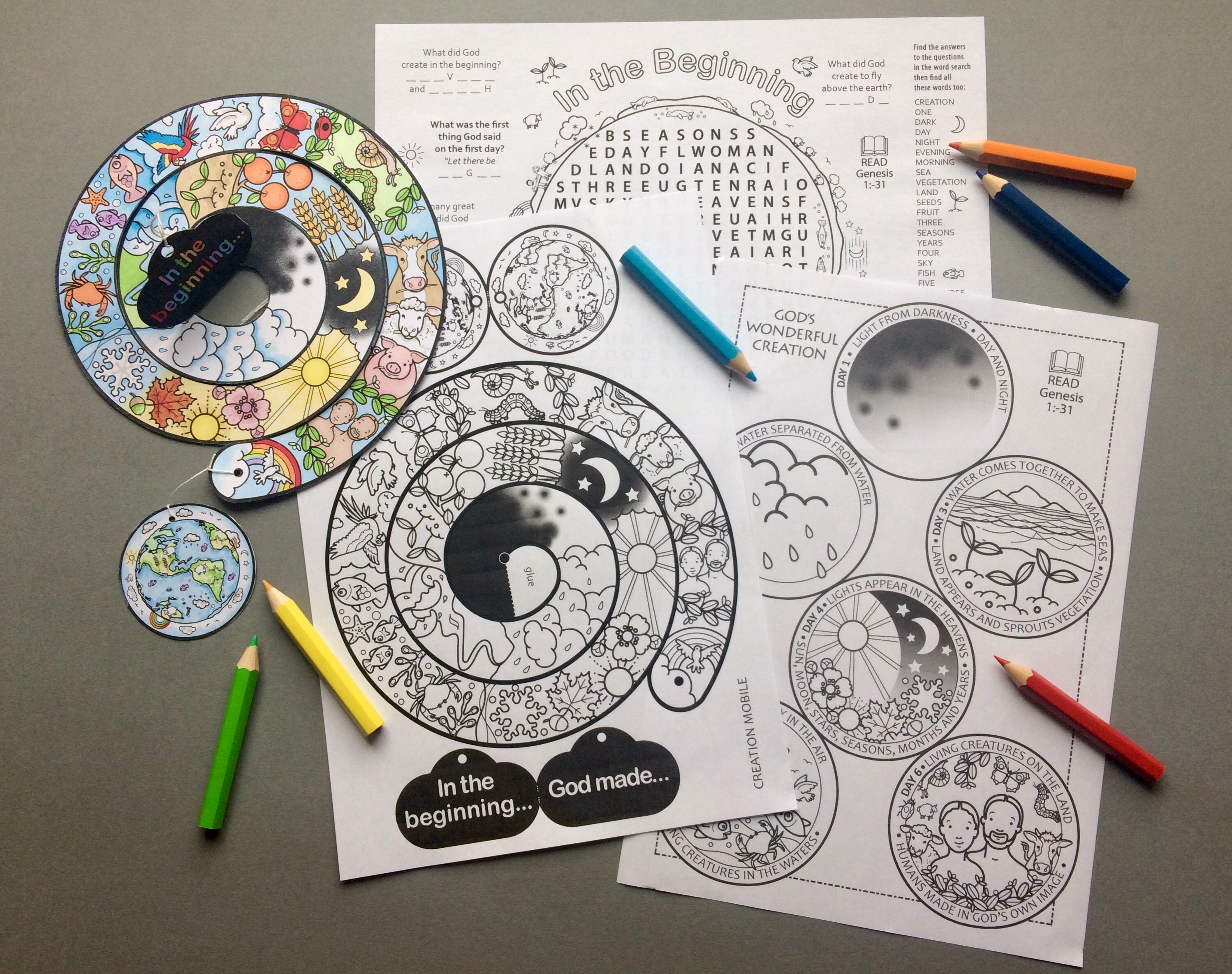 God's Creation Activity Pages Based on Genesis 1. Make a Mobile Craft ...