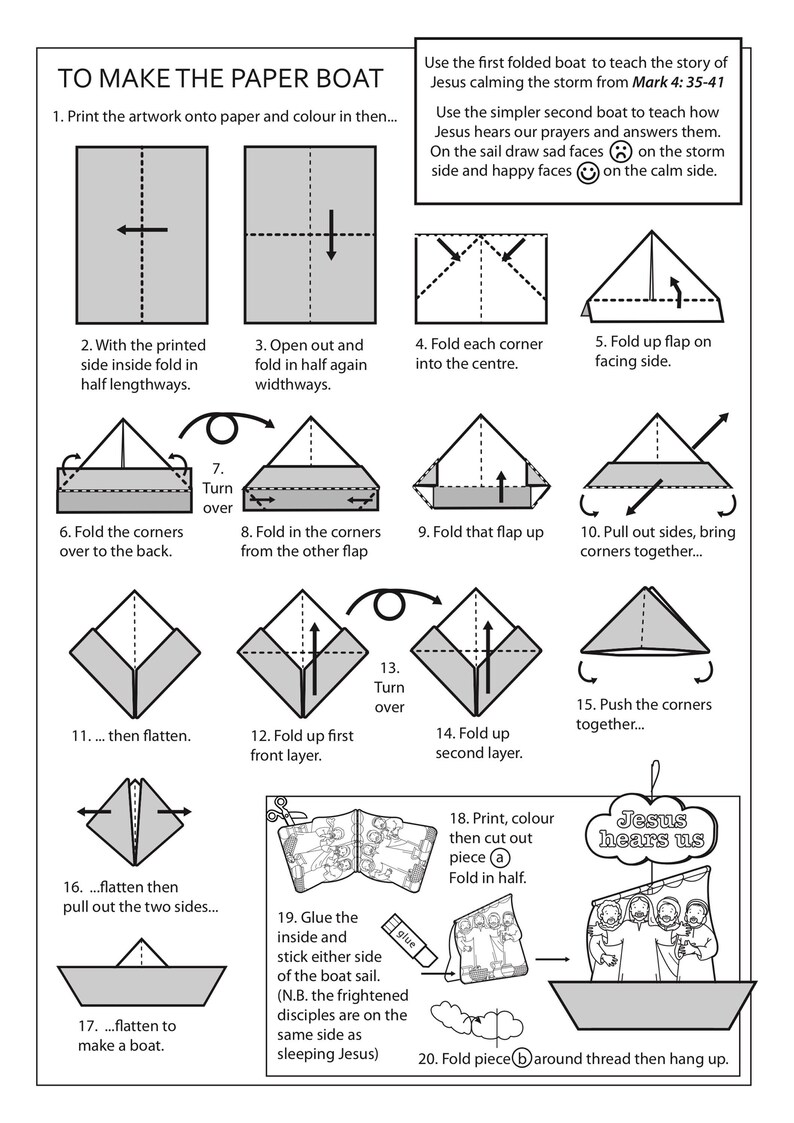 Jesus Calms the Storm Two Folded Paper Boats/mobile to - Etsy