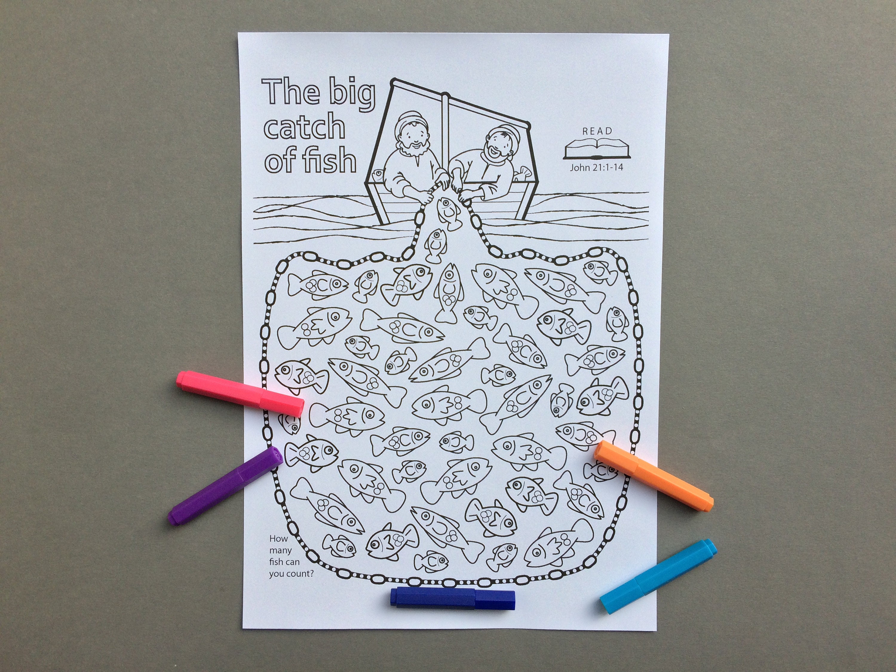 The Big Catch of Fish Colour in Mobile Colouring Page - Etsy