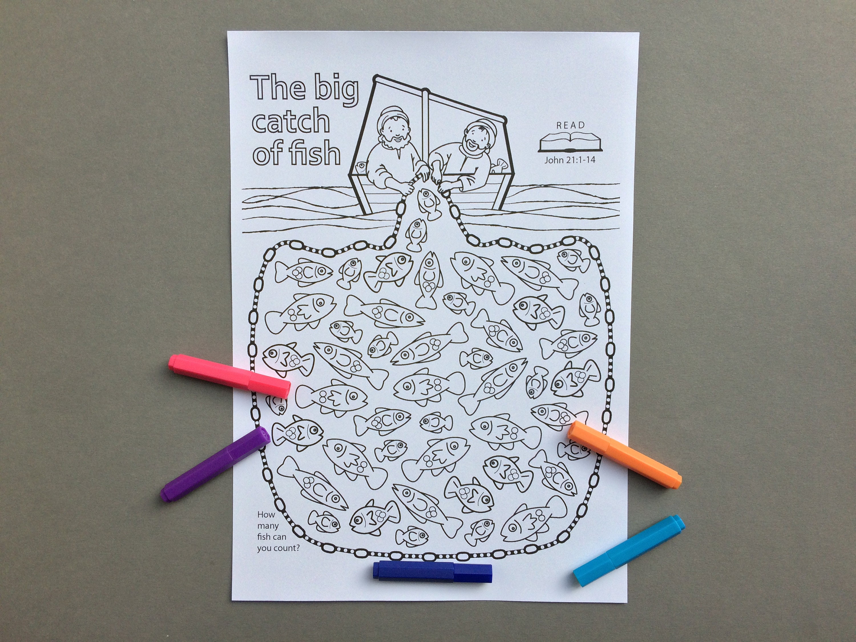 The Big Catch of Fish Colour in Mobile Colouring Page Based on the Bible  Story From John 21:1-14 -  Sweden