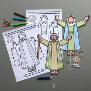 Healing miracles of Jesus activity pages. Print out, colour in and make Bible figures to teach and re-enact Jesus healing miracle stories.