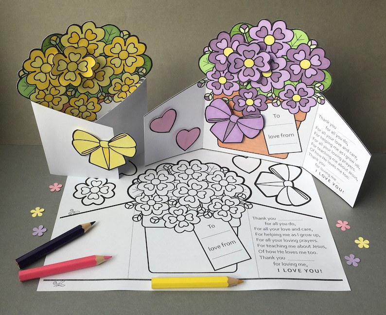 Mothering Sunday Mother’s Day card to colour in and make with Bible puzzle page image 3
