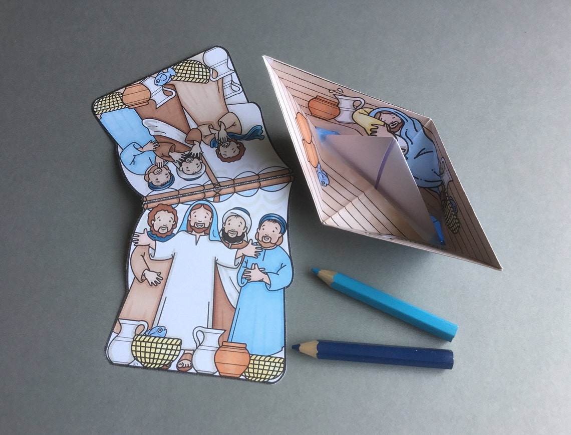Jesus Calms the Storm Two Folded Paper Boats / Mobile and | Etsy