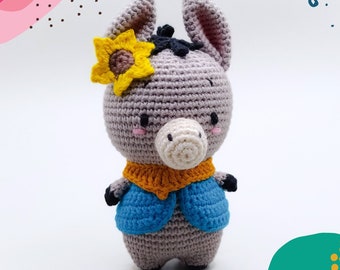 Romeo the little donkey - donkey amigurumi pattern - PDF tutorial step by step - amigurumi tutorial - donkey crochet pattern - toy pattern