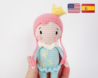 Patron petite princesse Elodie au crochet - patron poupée amigurumi - tuto pdf pas à pas - tuto amigurumi - patron poupée amigurumi