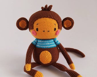 Sipho the monkey - monkey amigurumi pattern - PDF tutorial step by step - amigurumi tutorial - monkey crochet pattern - toy pattern