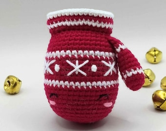 Christmas mitten ornament - Christmas amigurumi pattern - PDF tutorial step by step - amigurumi ornament - Christmas crochet pattern