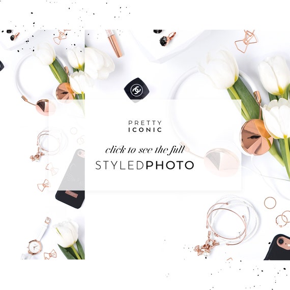 Girly Styled Stock Photo Floral Desktop Mockup Beauty Blog Etsy