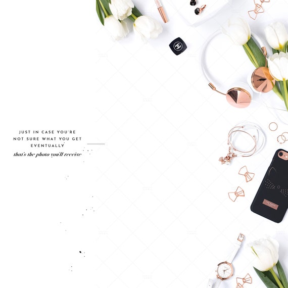 Girly Styled Stock Photo Floral Desktop Mockup Beauty Blog Etsy