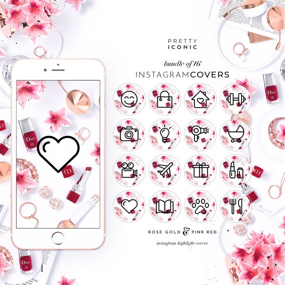 Pink Instagram Covers Insta Icon Bundle Social Media Icons Etsy