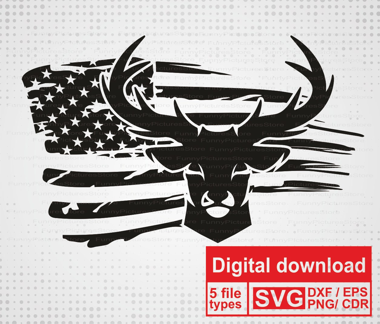 Download Distressed flag american svg. deer head silhouette svg | Etsy