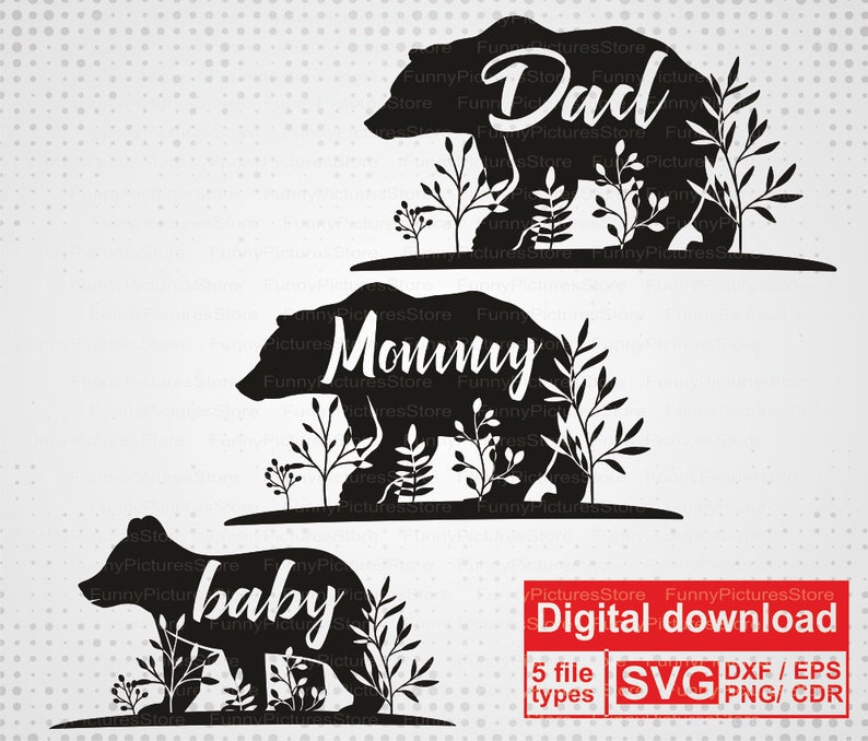 Download Family of Bears SVG. Dad mom and baby bears. Bears | Etsy