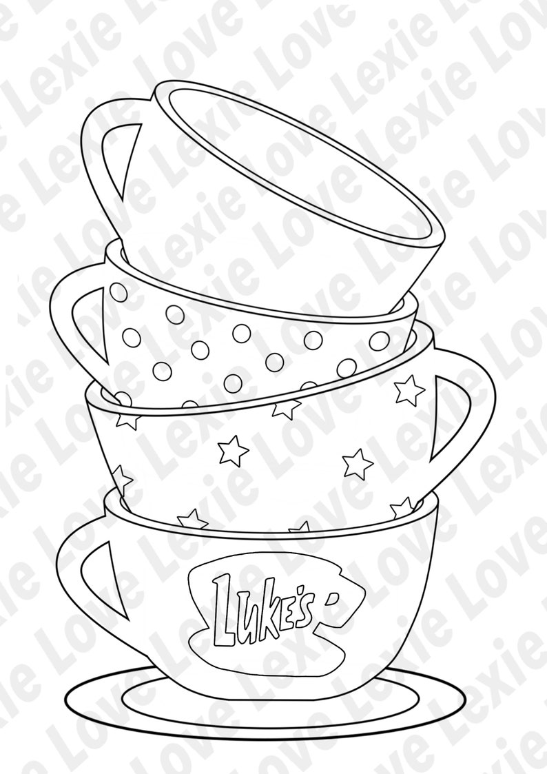Coffee Mugs Gilmore Girls Inspired Colouring Pages - Etsy