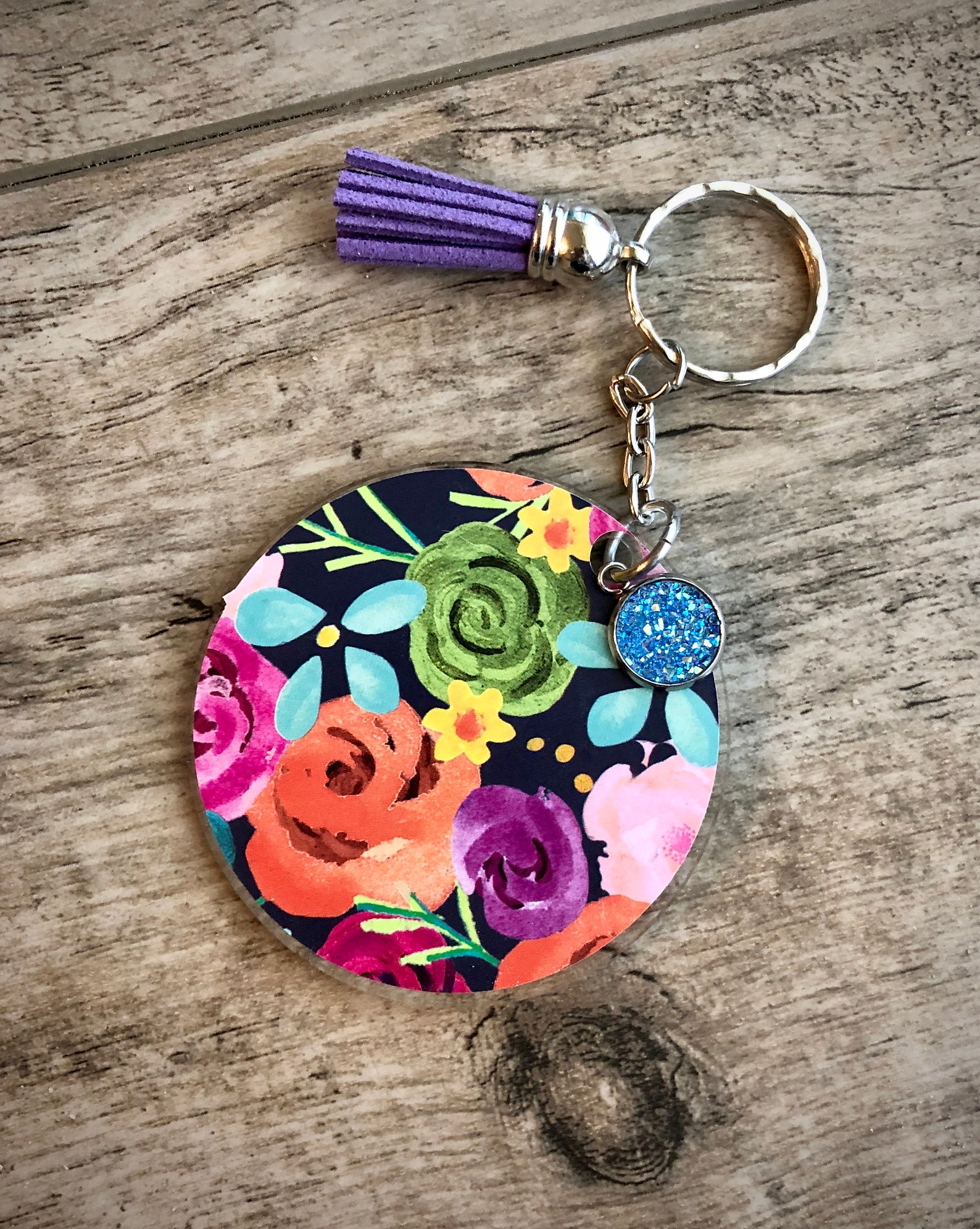 acrylic circle pattern vinyl keychain etsy