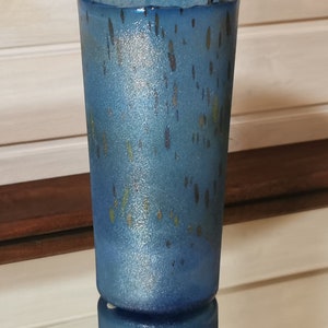 Vintage Kosta Boda Signed by Bertil Vallien  Collection Art Glass Vase, “Chico” Series Textured Blue Glass