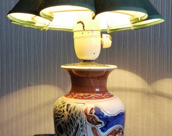 Table lamp Greek style , deep lamp, vintage ceramic lamp, Bedside Lamp, pottery lamp