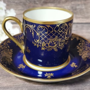 Reichenbach Porzellan Kobalt Goldstaff Sammeltasse, Teacup, Porcelain Vintage