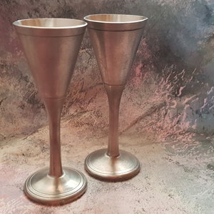 Swedish pewter schnaps  shot glasses  vintage  1970s  set of 2  scandia tenn