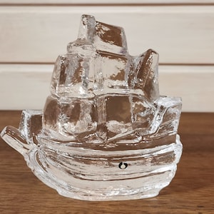 ukeberg Sweden Glazen beeldje uit Zweden Uno Westerberg Art Glass Sailing Ship Presse-papier