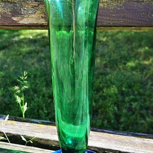 Signed Ulrika Lagerb, Vintage Orrefors Crystal, Blue Green Glass Vase by Orrefors, Sweden, Green and Blue Swedish Art Glass Vase