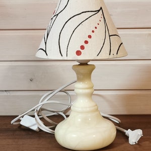 Marble Lamp, Regency Lamp, Vintage lamp, Retro lamp, Bedside Lamp, white marble, Antique lamp, lamp shade, Retro Home Decor