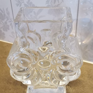 LARS HELLSTEN CRYSTAL Flower Vase, Sweden Heavy Full Lead Crystal Scandinavian Crystal Glass 60s,Sweden Mid Century Modern Design