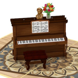 Pop Up Karte Klavier - 3D Geburtstagskarte mit Klavier, Geldgeschenk oder Gutschein für Klavierunterricht, Glückwunschkarte für Musiker