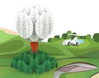 Pop Up Karte Golf - 3D Geburtstagskarte für Golfer, Lustiges Golfgeschenk - Gutschein zum Golfen, Golf Geschenk für Frauen und Männer