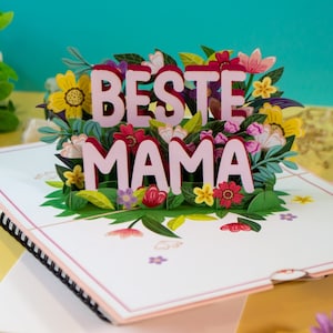 Pop Up Card Best Mom - Tarjeta de cumpleaños 3D con flores para mujer, tarjeta de flores 3D para el Día de la Madre, tarjeta del Día de la Madre para la mejor mamá
