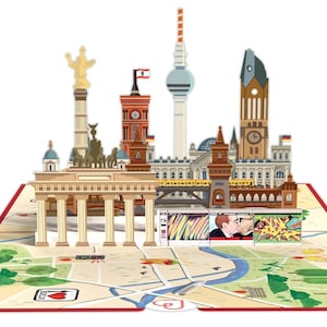 Pop-Up Karte Berlin - Gutschein oder Geldgeschenk für Berlin Reise, 3D Karte zum Geburtstag, Geschenkgutschein für Städtetrip in Deutschland