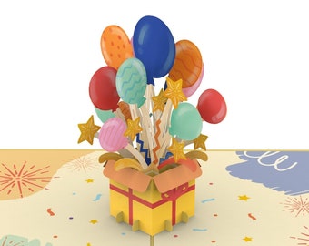 Pop Up Karte Geschenkbox - 3D Geburtstagskarte für Frau, Freundin & Kinder, Happy Birthday Karte zum Geburtstag, Glückwunschkarte