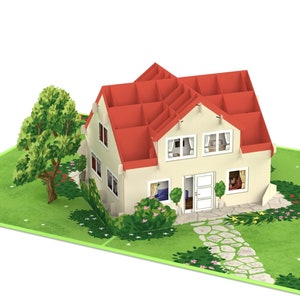 Casetta in cartoncino pop-up - Biglietto di congratulazioni 3D per possedere la tua casa, biglietto di auguri per il trasloco, regalo in denaro per il trasloco nella tua nuova casa, regalo d'addio per il tuo vicino