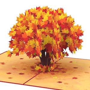 Pop Up Card Autumn Tree - 3D Birthday Card & Greeting Card for Birthday in Autumn, Get Well Soon and Recovery Card for Woman