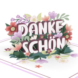 Pop Up Karte Dankeschön - 3D Dankeskarte mit Blumen für Frau, Freundin, Mama, Mutter & Oma - handgemachte Danke Karte zum Muttertag