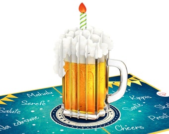 Pop Up Karte Happy Beerthday - Lustige 3D Geburtstagskarte mit Bier für Mann, Freund oder Papa - Geschenk und Glückwunschkarte für Männer