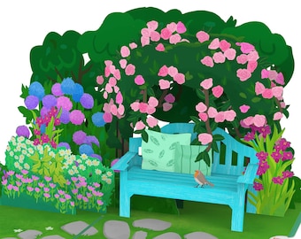 Carte pop-up Jardin avec fleurs – Carte d'anniversaire 3D pour femme, mère et petite amie, carte de fleurs 3D pour la fête des mères, carte Get Well Soon
