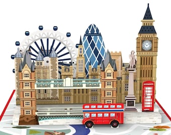 Pop-Up Karte London - 3D Karte als Gutschein für England Urlaub, Geldgeschenk für Reise, Geburtstagskarte oder Hotelgutschein zum Geburtstag