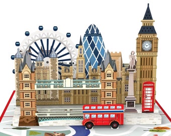 Pop-Up Karte London - 3D Karte als Gutschein für England Urlaub, Geldgeschenk für Reise, Geburtstagskarte oder Hotelgutschein zum Geburtstag