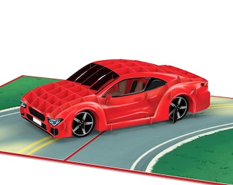 Carte Pop Up Voiture - Carte d'anniversaire 3D avec voiture de sport - Bon pour permis de conduire - Cadeau en argent pour 18e anniversaire pour homme et femme