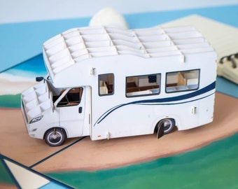 Pop-up kaart campervakantie - 3D verjaardagskaart met camper, wenskaart & verjaardagscadeau voor dames, heren en campingfans