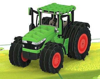 Pop Up Karte Traktor - 3D Geburtstagskarte mit Trecker für Kinder (Junge & Mädchen) und Mann, lustige Glückwunschkarte für Kindergeburtstag