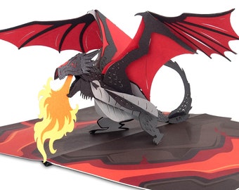 Carte Pop Up Dragon - Carte d'anniversaire 3D pour adolescents et garçons, carte de vœux faite à la main pour enfants et adolescents